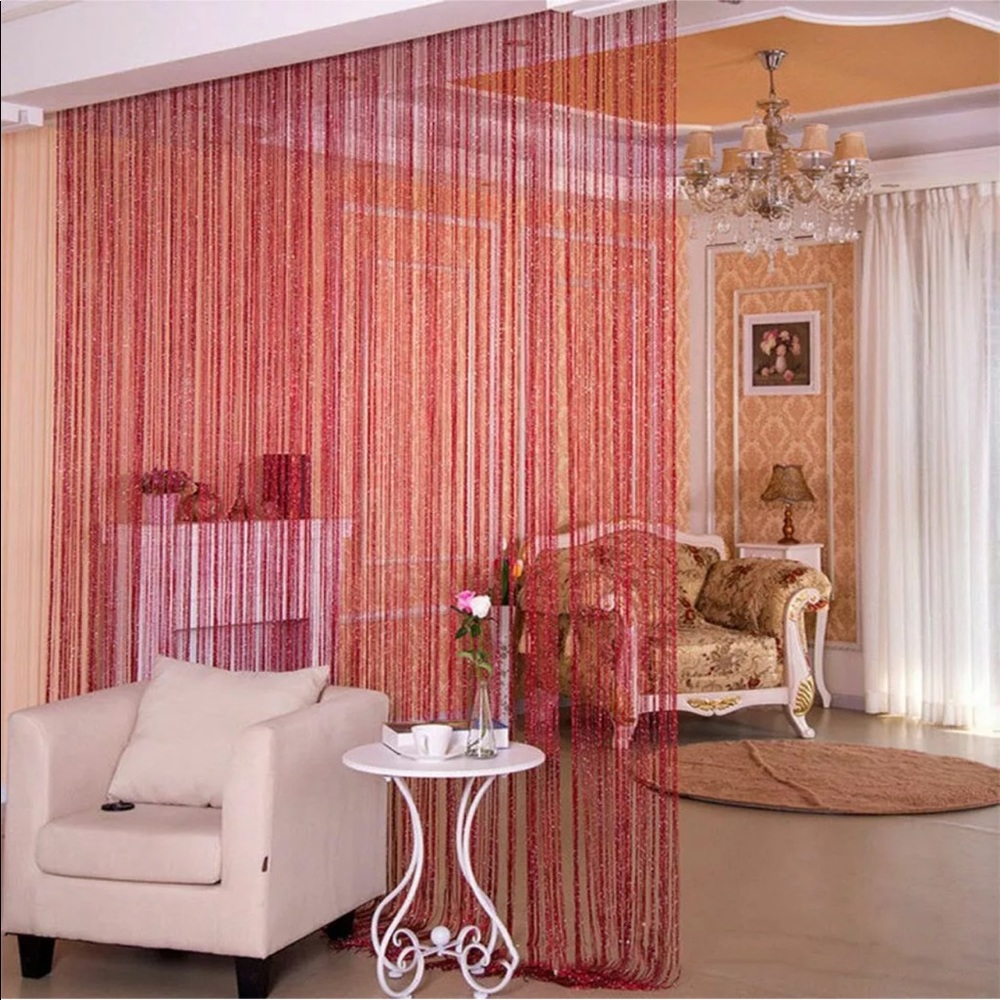 Red String Curtain Panel 36” x 72”